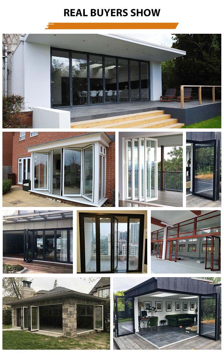 Aluminum Accordion Bi Folding Glass Bifold Sliding Patio Doors