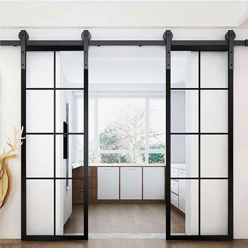 double sliding glass barn door