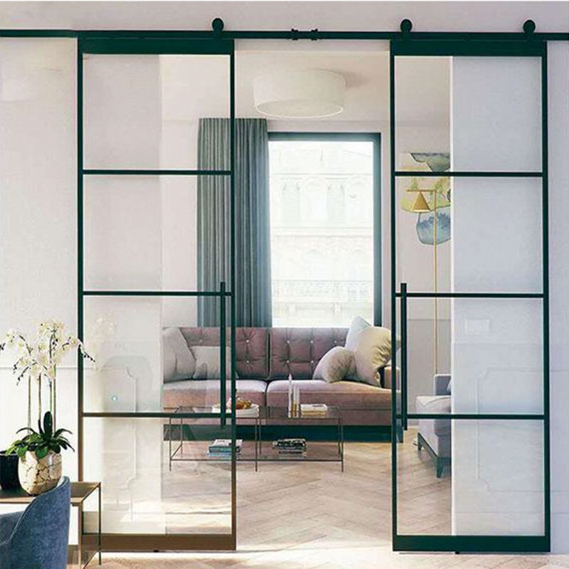 metal glass barn door