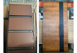 Real photos for wooden entrance doors in factory