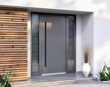 Hihaus Exterior aluminum front door with side panel