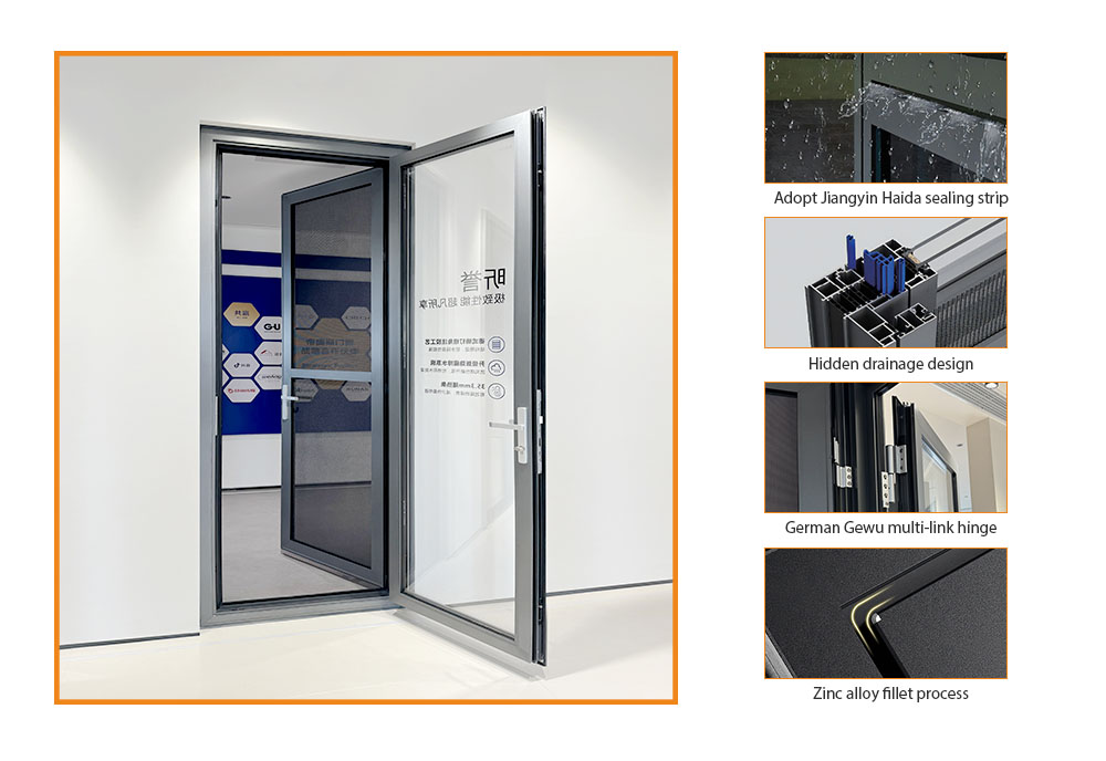aluminum  swing glass door